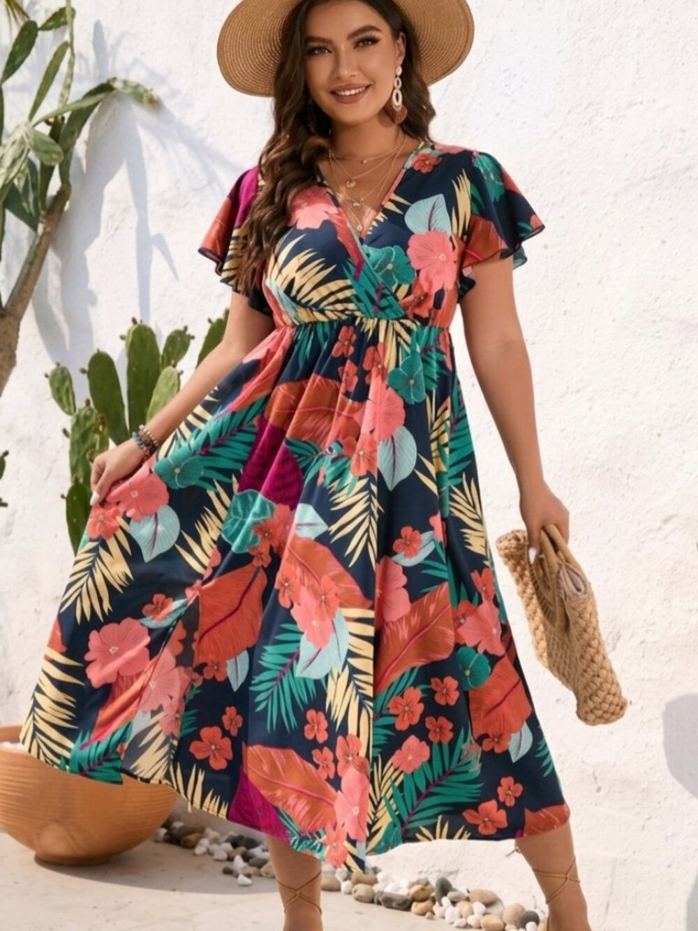 Maxi Dress Tropical Chic Women's 3XL Plus Resort Cruise Vacation Aloha